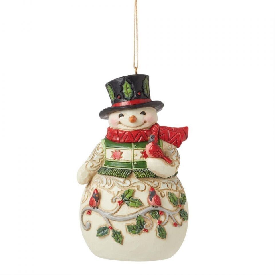 Jim Shore SNOWMAN WITH CARDINAL HANGING ORNAMENT 6015542 BRAND NEW