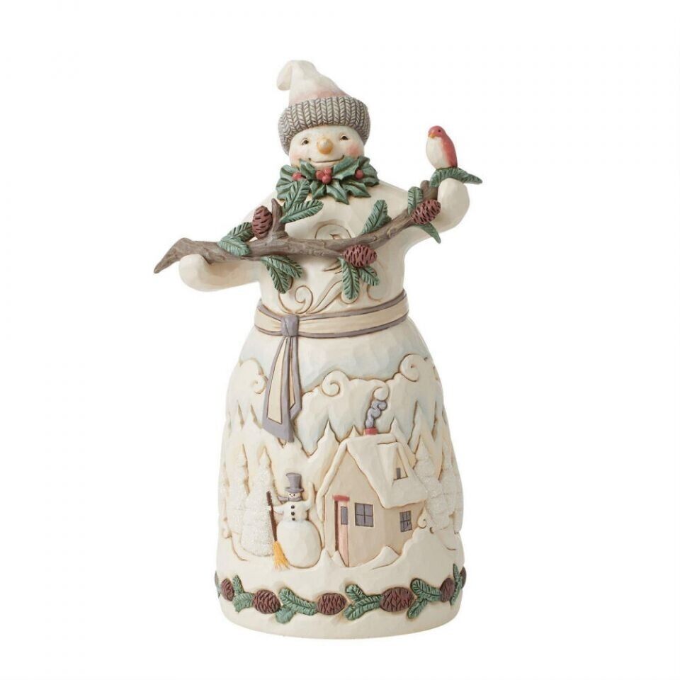 Jim Shore WOODLAND SNOWMAN WITH PINECONE GARLAND-WINTER IN THE WOODLANDS 6015151