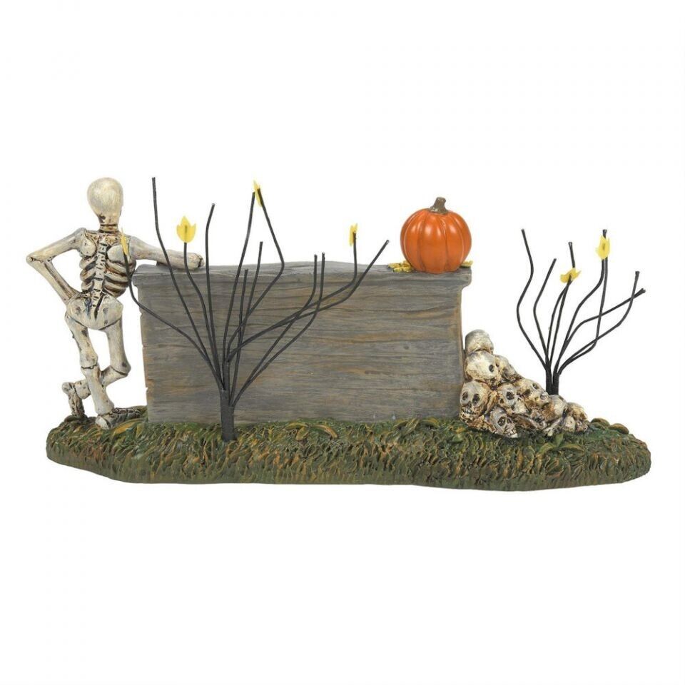 Dept 56 WE'RE A SKELETON CREW SIGN Halloween Village Accessory 6013647 NEW 2024