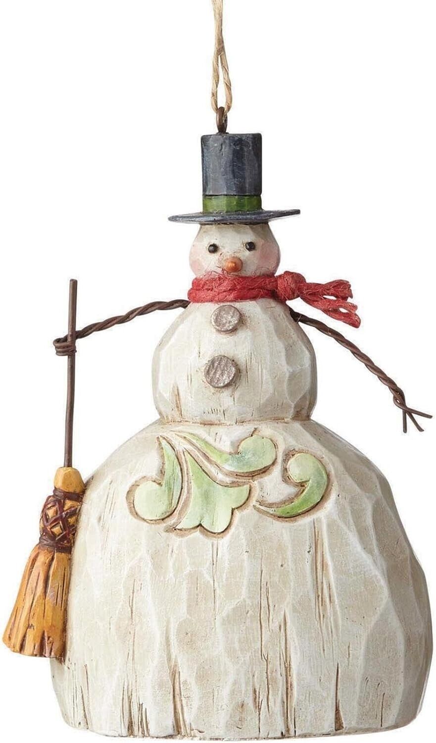 Jim Shore FOLKLORE SNOWMAN WITH BROOM HANGING ORNAMENT 4058775 NEW