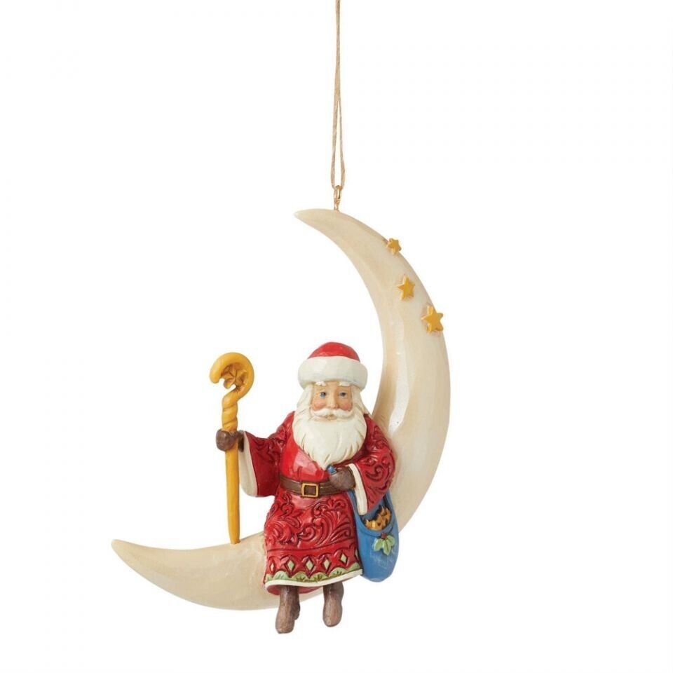 Jim Shore SANTA ON CRESCENT MOON HANGING ORNAMENT 6015539 BRAND NEW