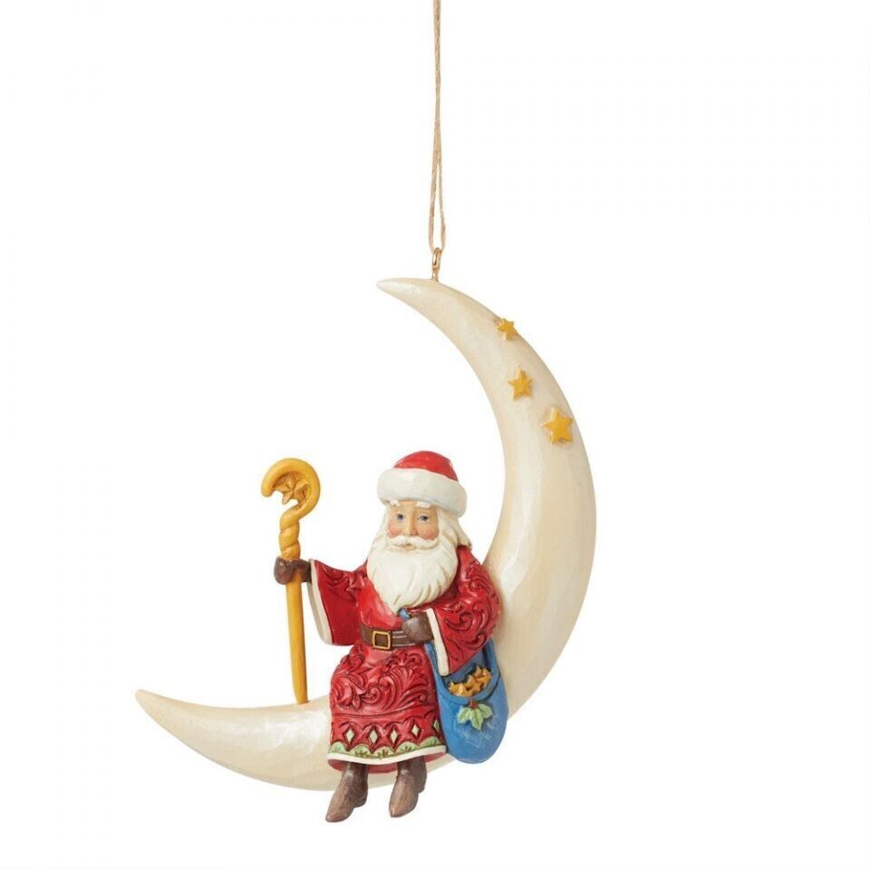 Jim Shore SANTA ON CRESCENT MOON HANGING ORNAMENT 6015539 BRAND NEW