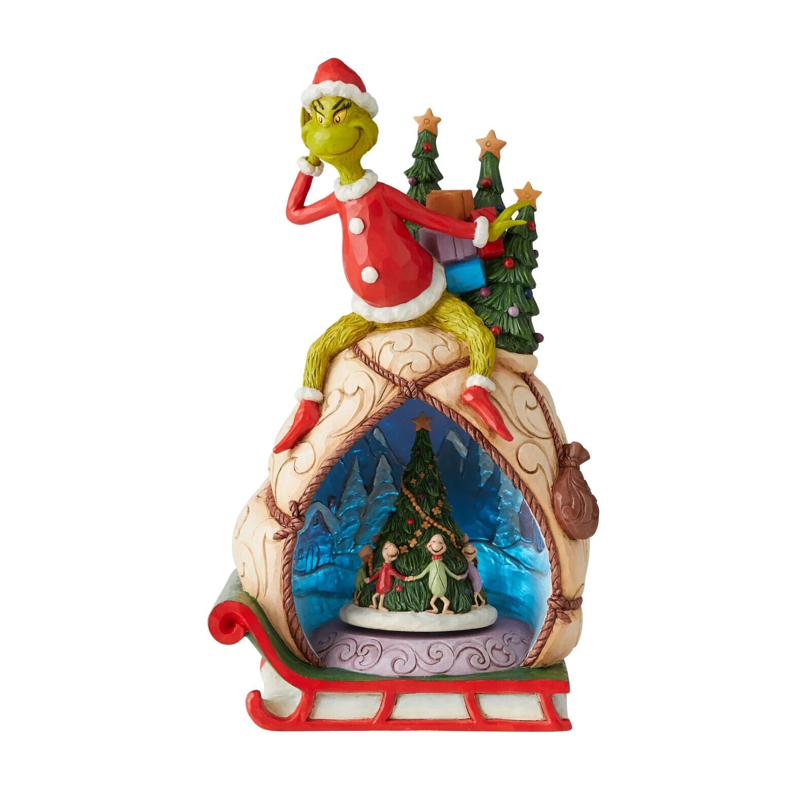 GRINCH WITH LITED ROTATABLE SCENE FIGURINE 6009699