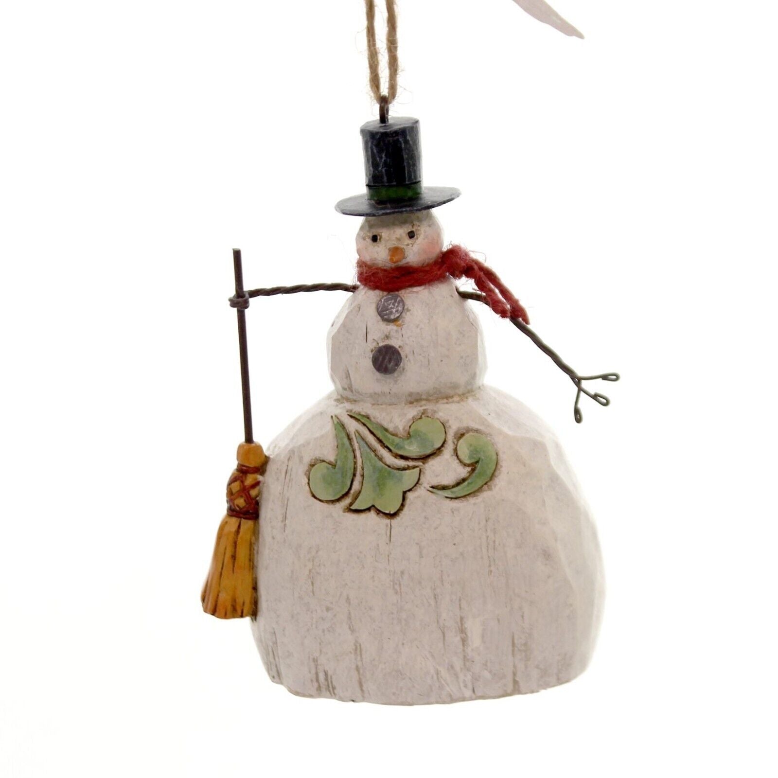 Jim Shore FOLKLORE SNOWMAN WITH BROOM HANGING ORNAMENT 4058775 NEW