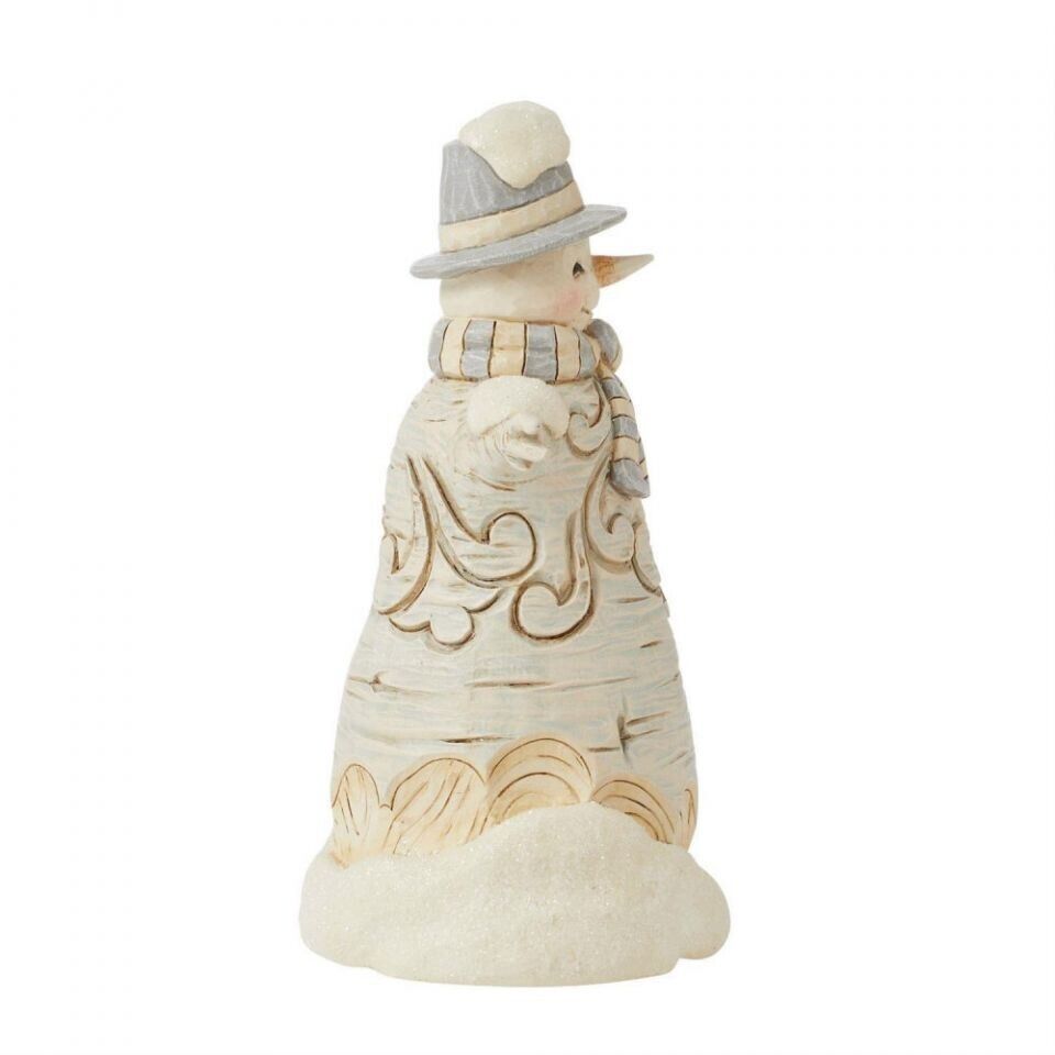 Jim Shore WHITE WOODLAND CARVED SNOWMAN IN TOP HAT-FOREST FLURRIES 6015155 NEW