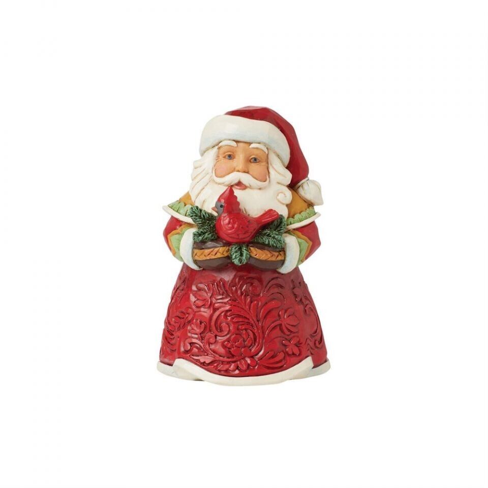 Jim Shore MINI SANTA WITH CARDINAL FIGURINE 6015466 BRAND NEW