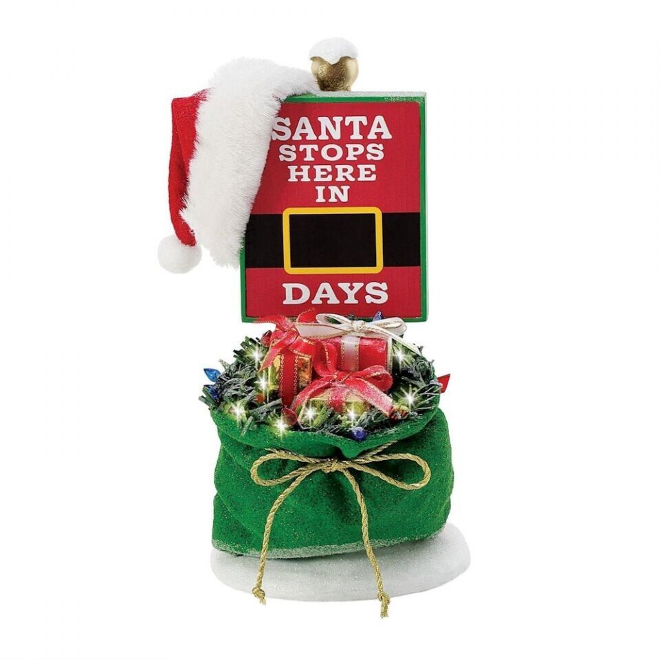 Dept 56 Possible Dreams SANTA STOPS HERE SIGN LIT BAG 6014783 BRAND NEW 2024